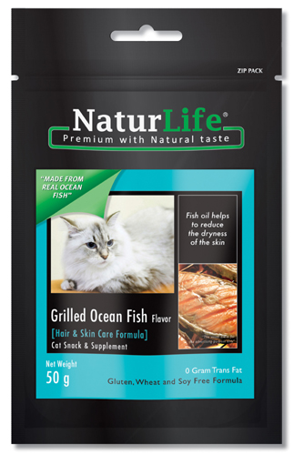 NaturLife Cat Snacks - Grilled Ocean Fish Flavour ( Hair & Skin formula)