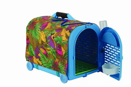 Pet carrier with drinker,feeder and cover 