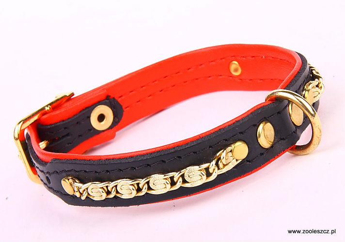 Dog leather collar jewellery, chain