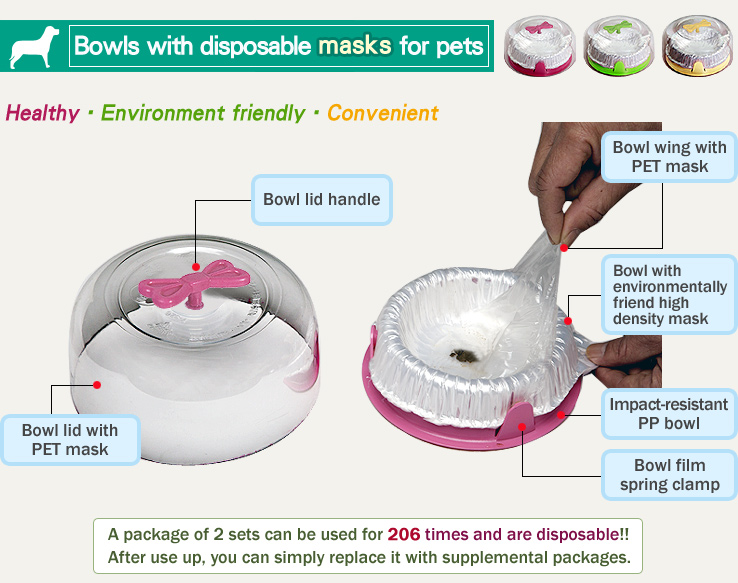 Bowls with disposable liners for pets