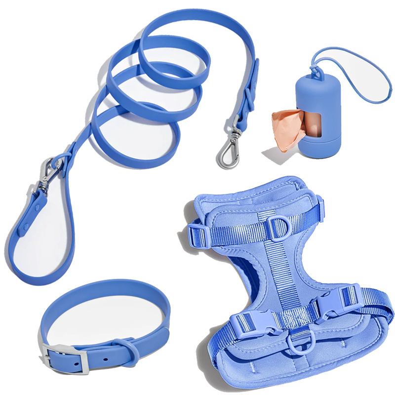 Pet dog harness with waterproof leash collar set