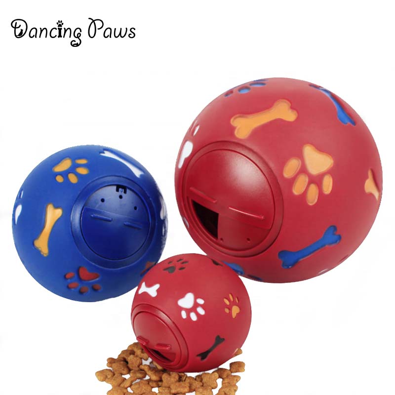 Funny dog leaking food ball milky rubber rotating travel feeder treat ball dispenser three sizes interactive pet toy