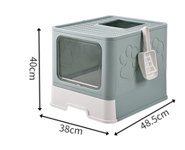 Square Face Large Enclosed Foldable Cat Litter Box, Anti-Splash Cat Toilet
