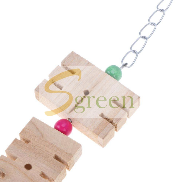 Wooden bird toy with steel chain and clolor ball
