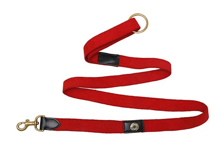 Vama Leathers Brass Hook Strong Leash - Natural Cotton & Leather - Soft in Hand - No Sweat in Hand - Patent Applied Dual Handle Function